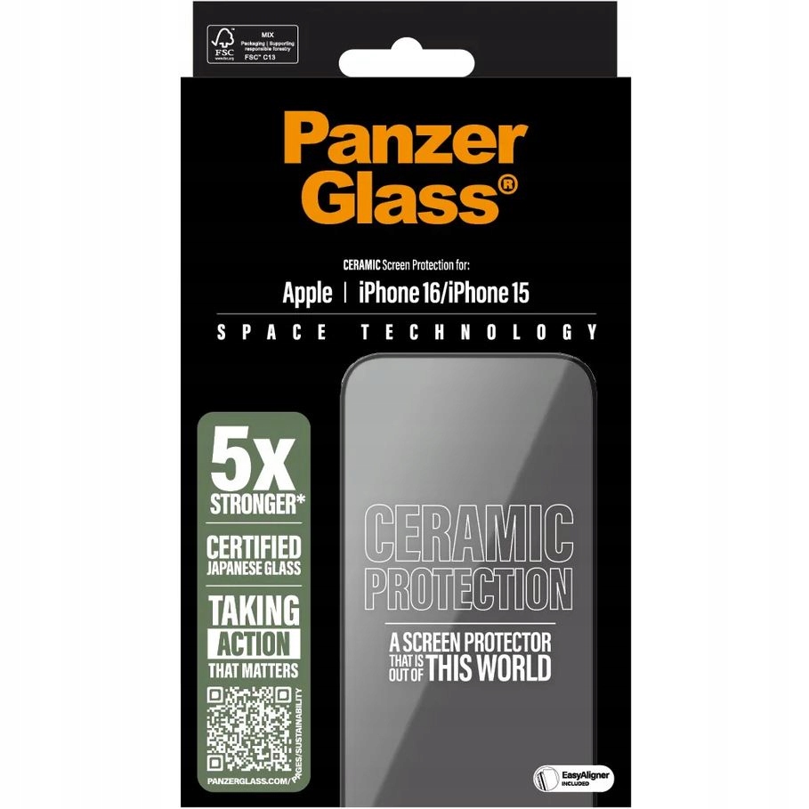 PANZERGLASS Ceramic Screen Protector iPhone 15, 16, Ultra-Wide Fit — 6