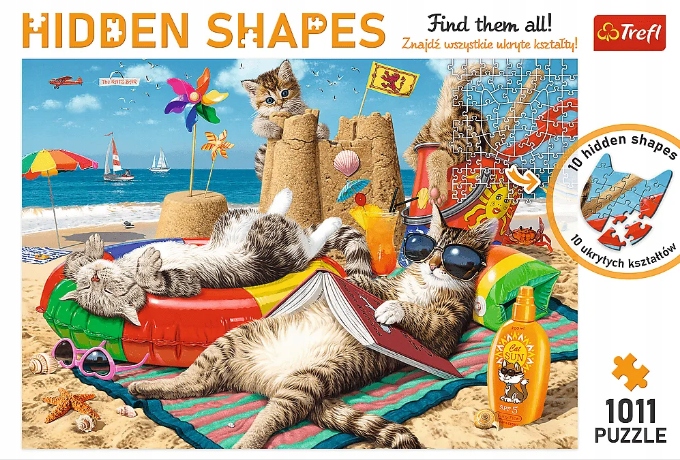 PUZZLE 1011 HIDDEN SHAPES KOCI RELAKS TREFL 10674 Materiał inny