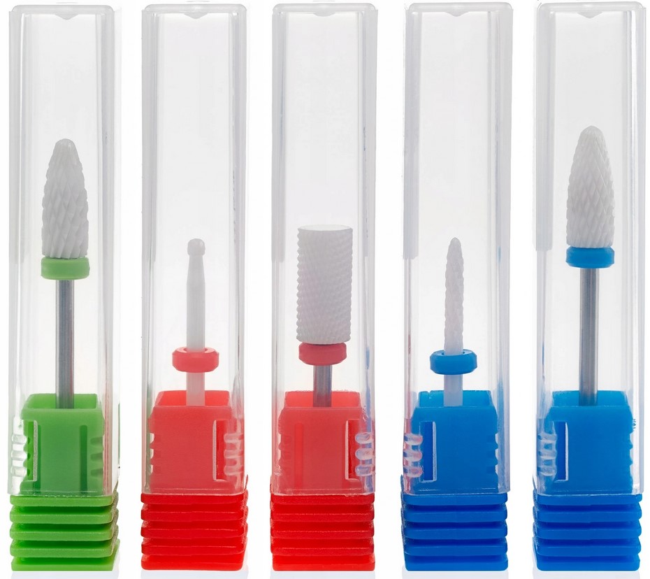 5X FREZY CERAMICZNE ŻEL HYBRYDA AKRYL ZESTAW FREZÓW