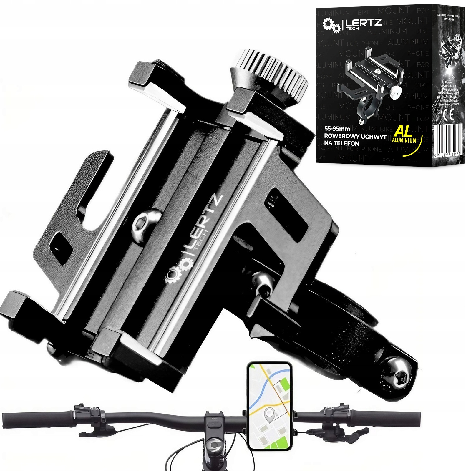 Uchwyt Rowerowy Motocyklowy Na Telefon Kierownicę Aluminium Mocny Stabilny