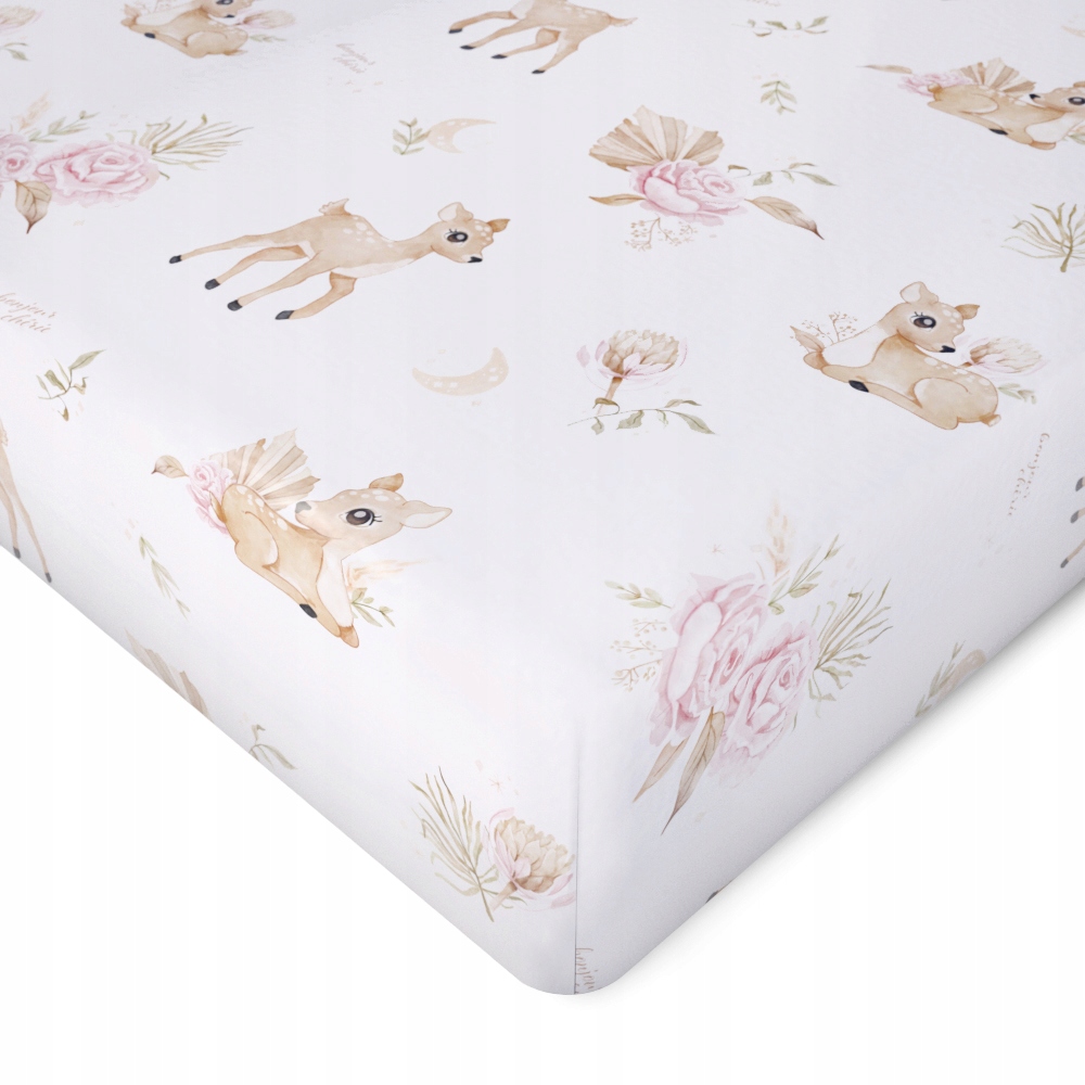 Prześcieradło z gumką Bambus 60x120 Sarenki do łóżeczka Bonjour Cherie