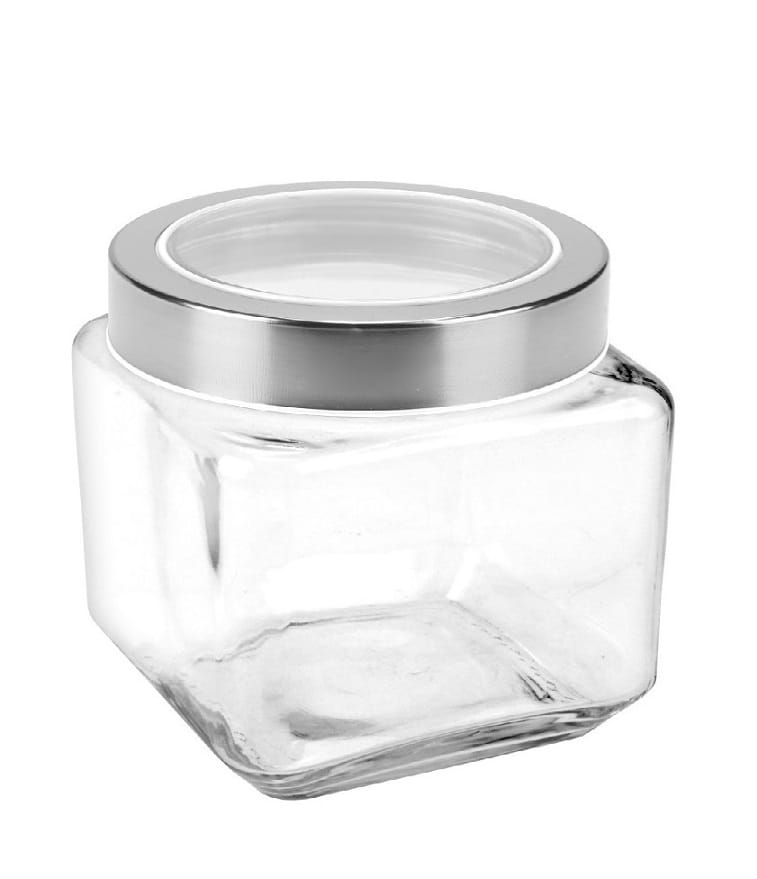 

Pojemnik szklany kwadratowy Square 800 ml biały