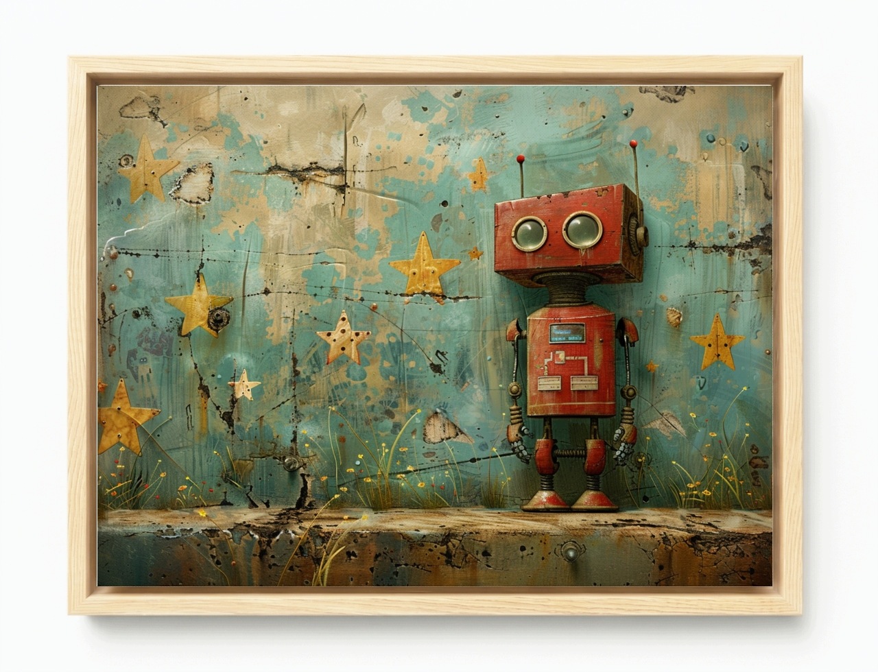 Obraz Rama American Box Robot Hračka Android Hviezdičkový Stroj 80x60
