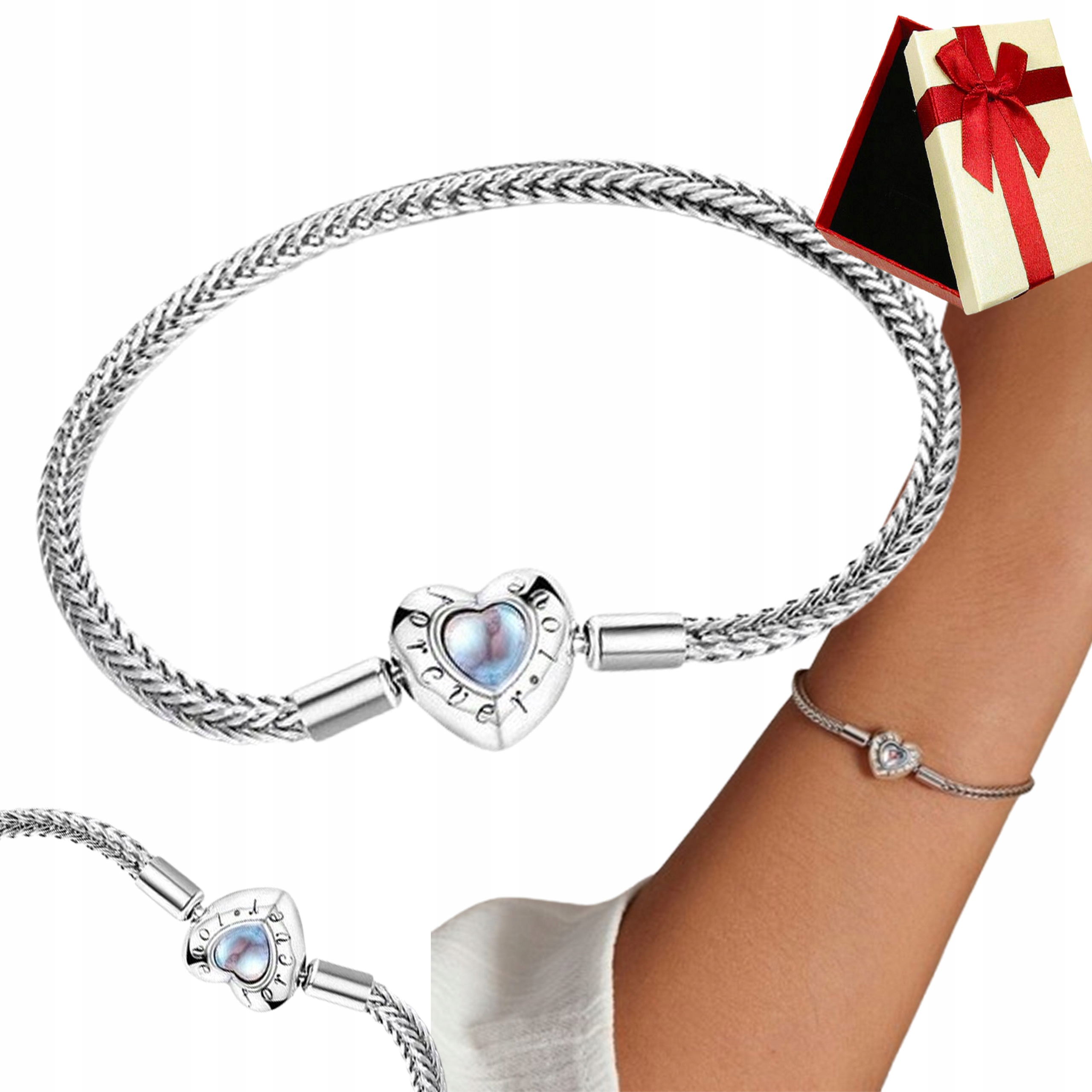 Modulární Náramek Srdce Forever Love Stříbro s925 Baza velikost 21 cm