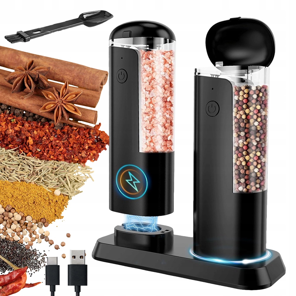 Elektrický Mlýnek Na Pepř A Sůl S Kořením, Podstavec, Okénko, Regulace