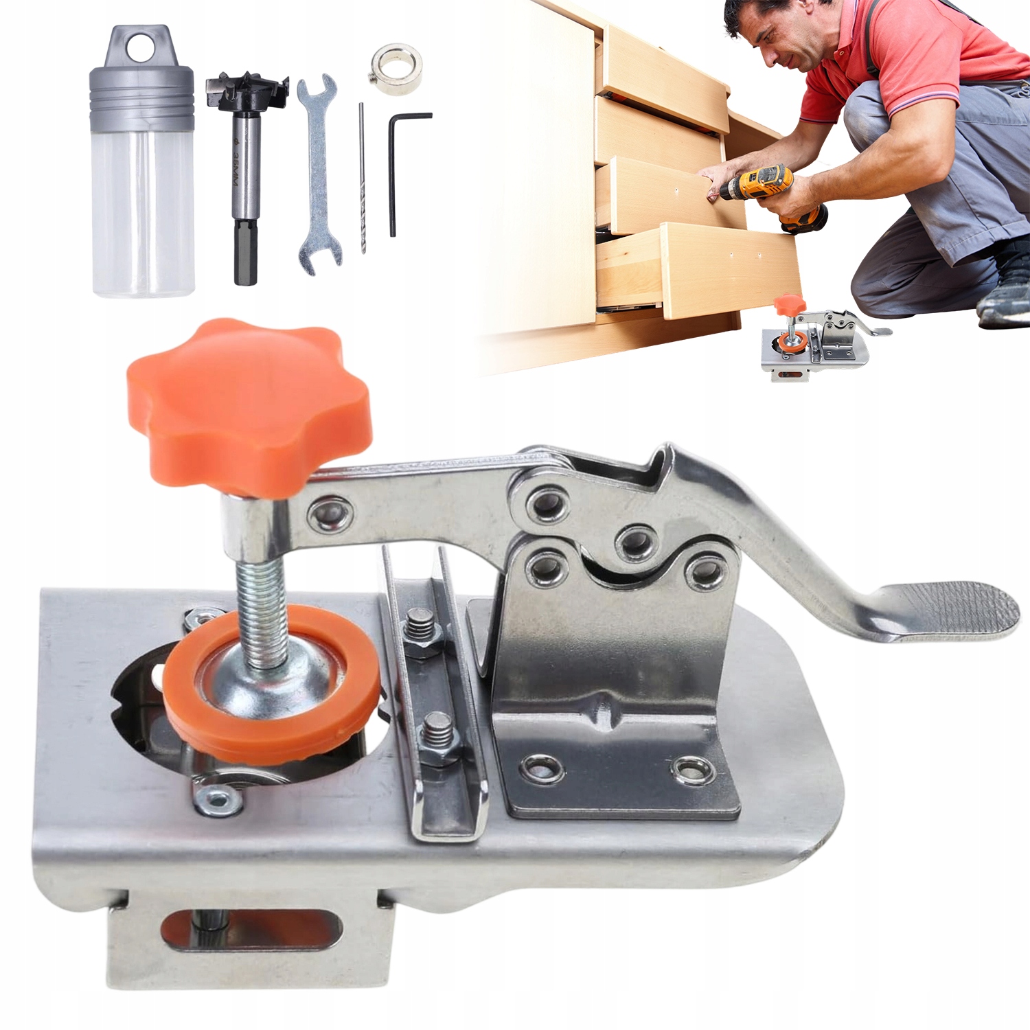 Šablona Vyřezávač Otvorů 35 MM Na Celokovové Panty Podomítkových Dveří