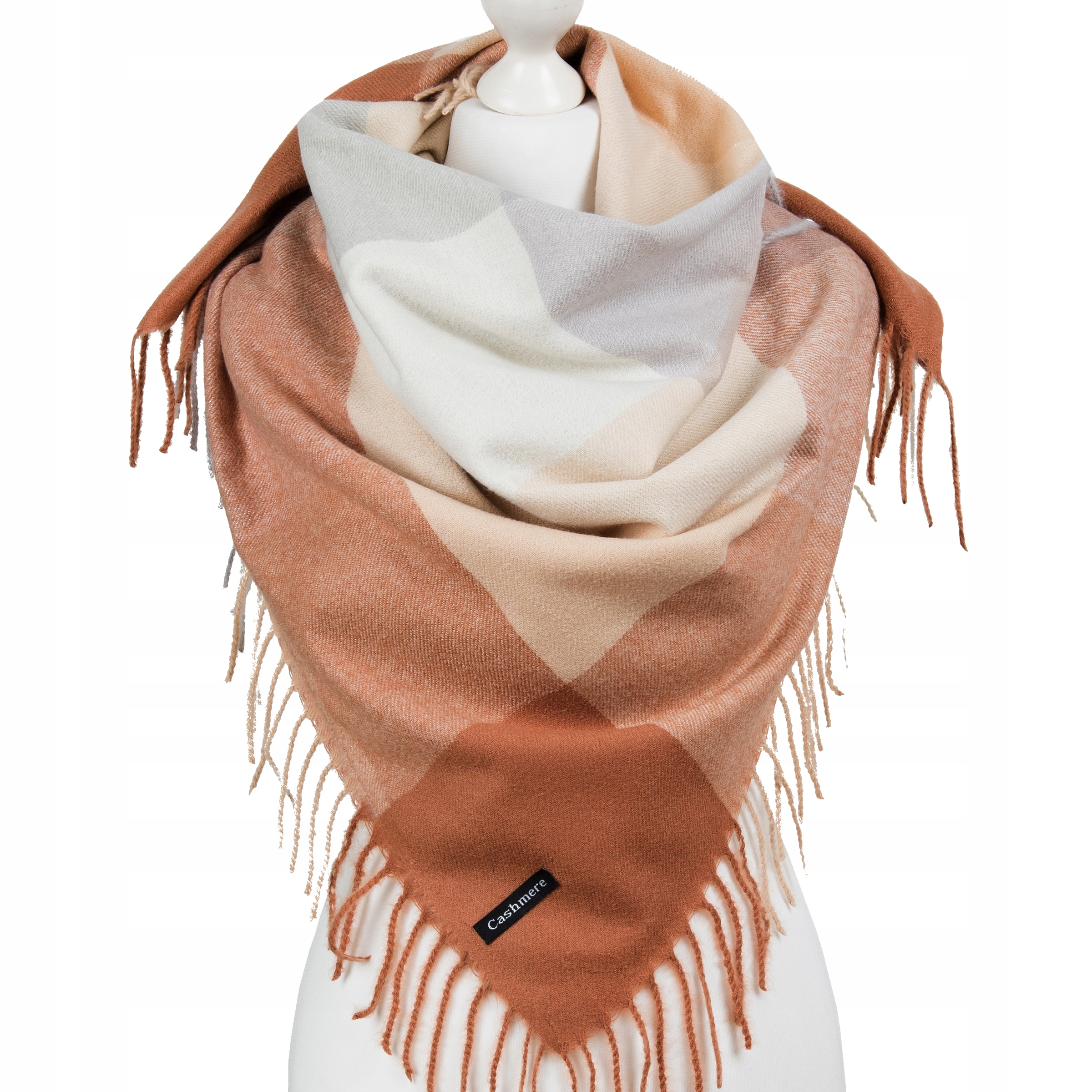 KASZMIROWA CHUSTA w KRATĘ MODNY CIEPŁY SZAL KASZMIR KOLORY