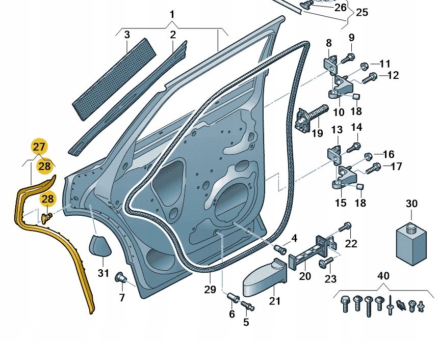 USZCZELKA DRZWI ZEWNĘTRZNA TYLNA LEWA AUDI Q5 ORYGINAŁ OD ASO