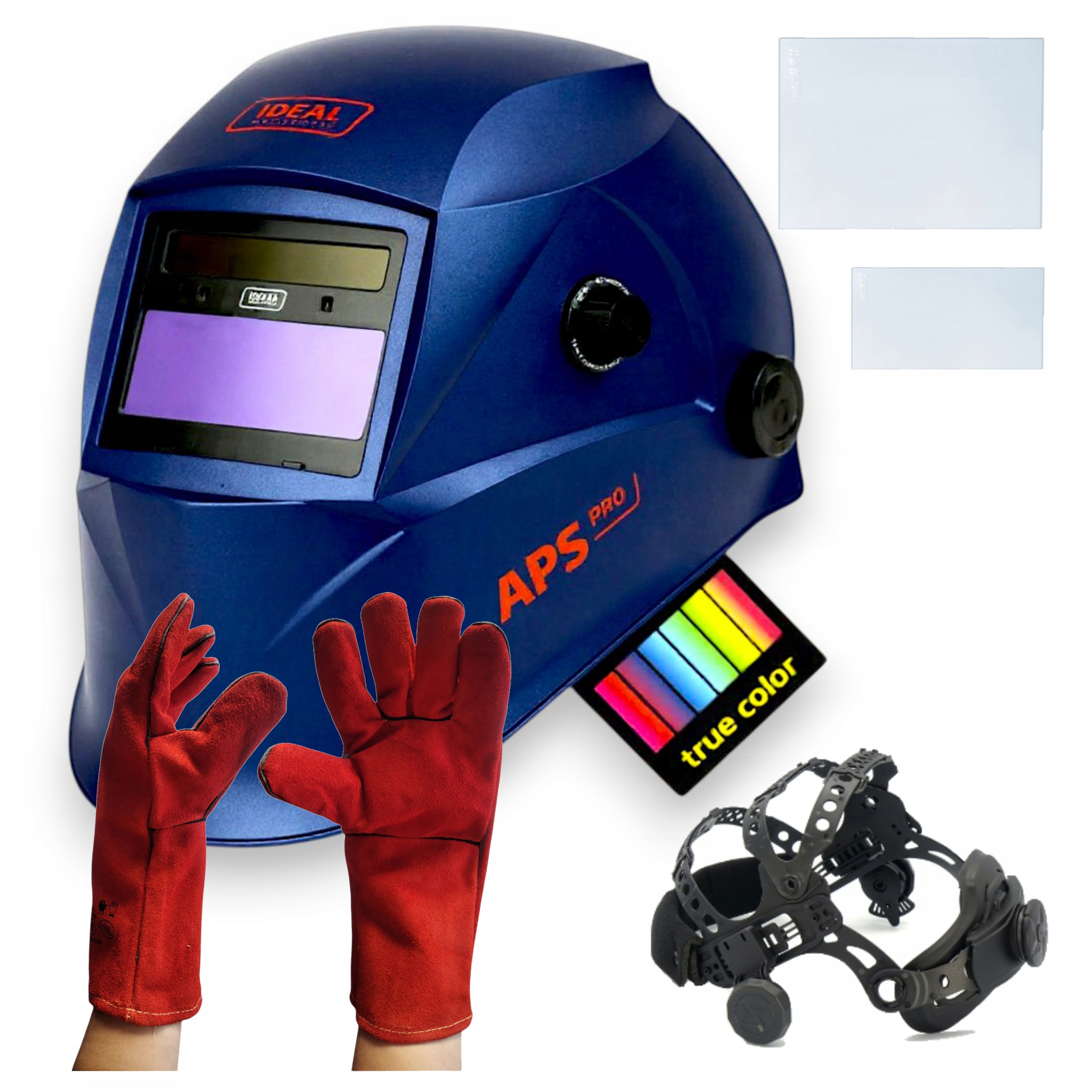 Przyłbica Samościemniająca Maska Spawalnicza Rękawice Filtr True Color