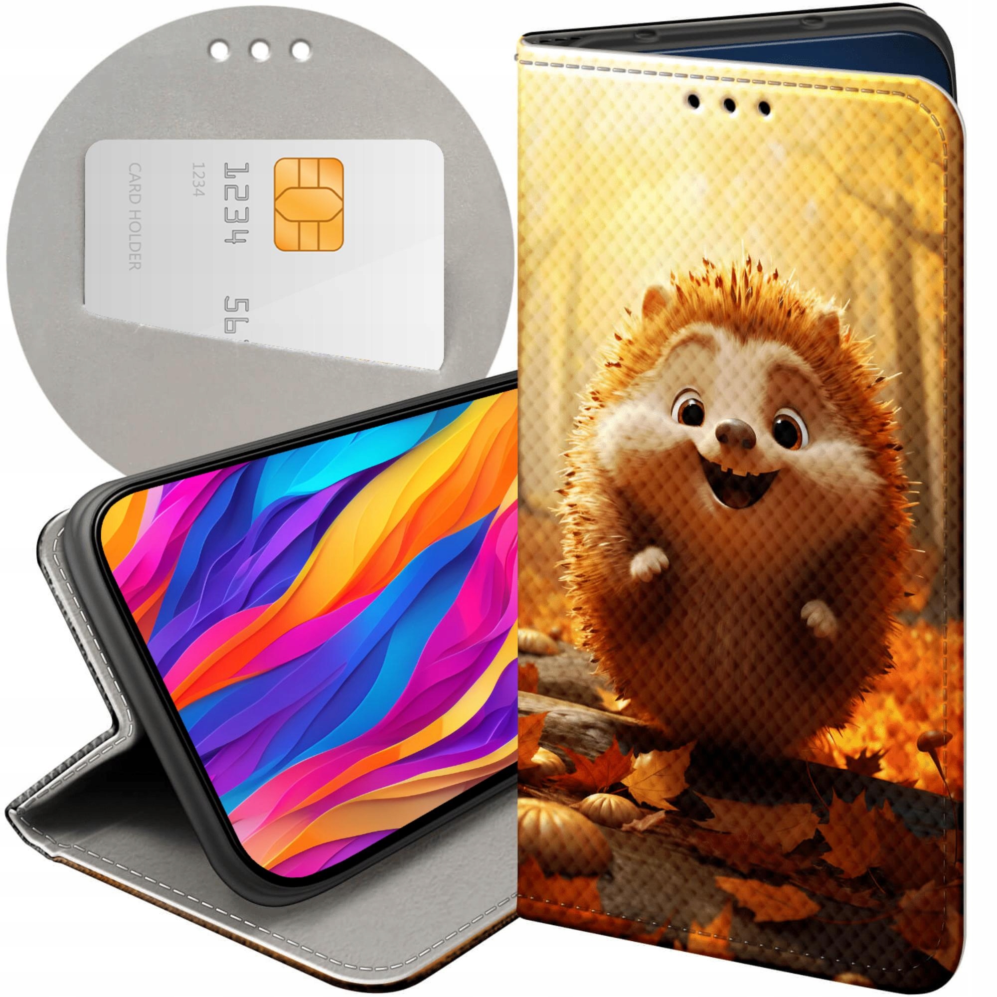 Etui Z Klapką Do Oppo RENO12 5G Jeżyk Jeż Jeżyki Futerał Pokrowiec