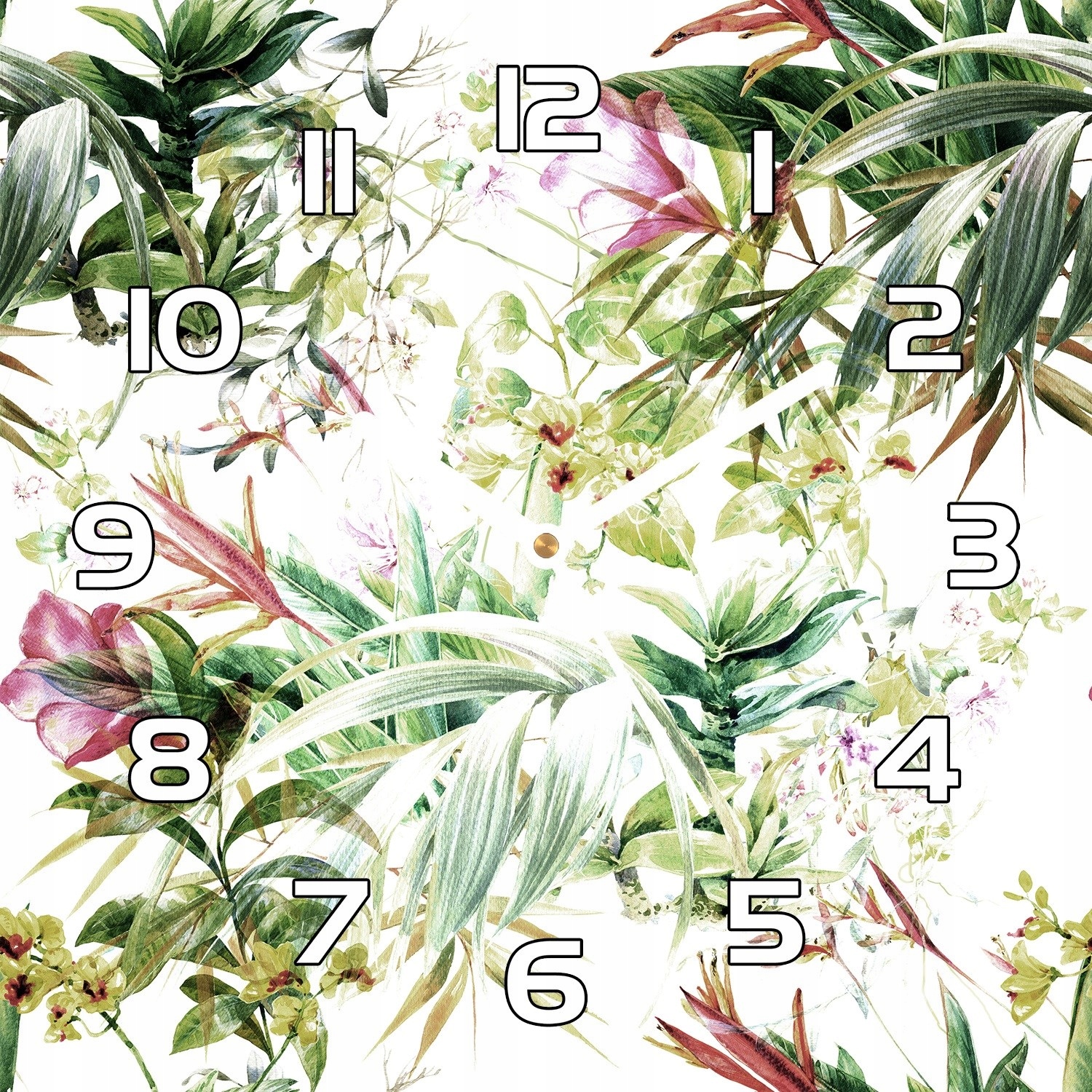 

Zegar szklany Subtelny tropikalny obraz 30x30 cm