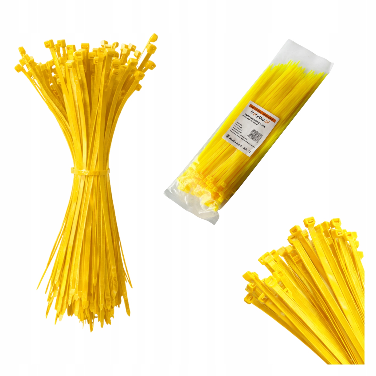 Opaski zaciskowe kablowe trytytki trytki Uv 3,6 x 250 mm, żółty 100 szt.