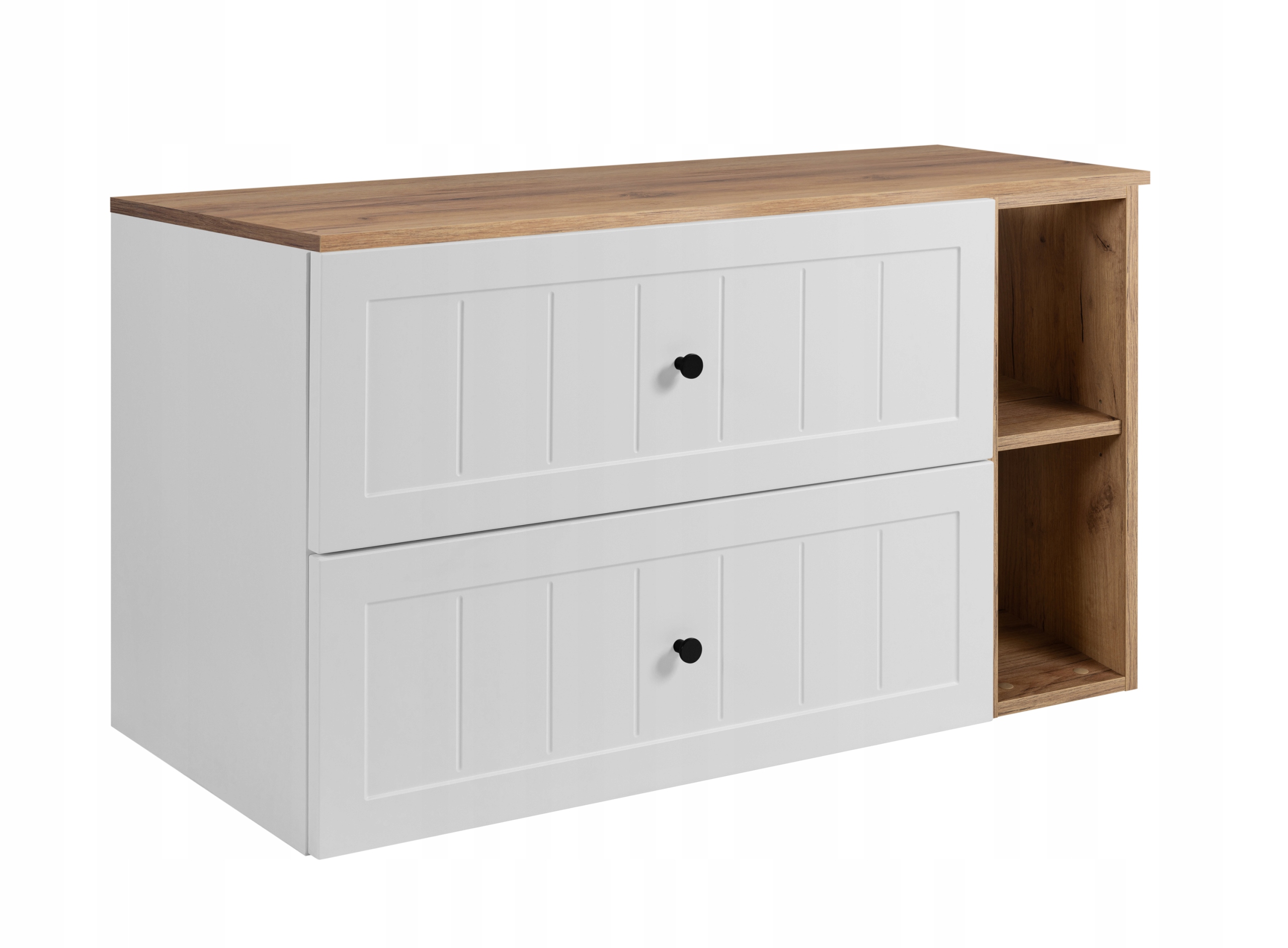 Koupelnová skříňka Pod Umyvadlo 100 bílá dub Frézovaná čela Mdf knoflíky