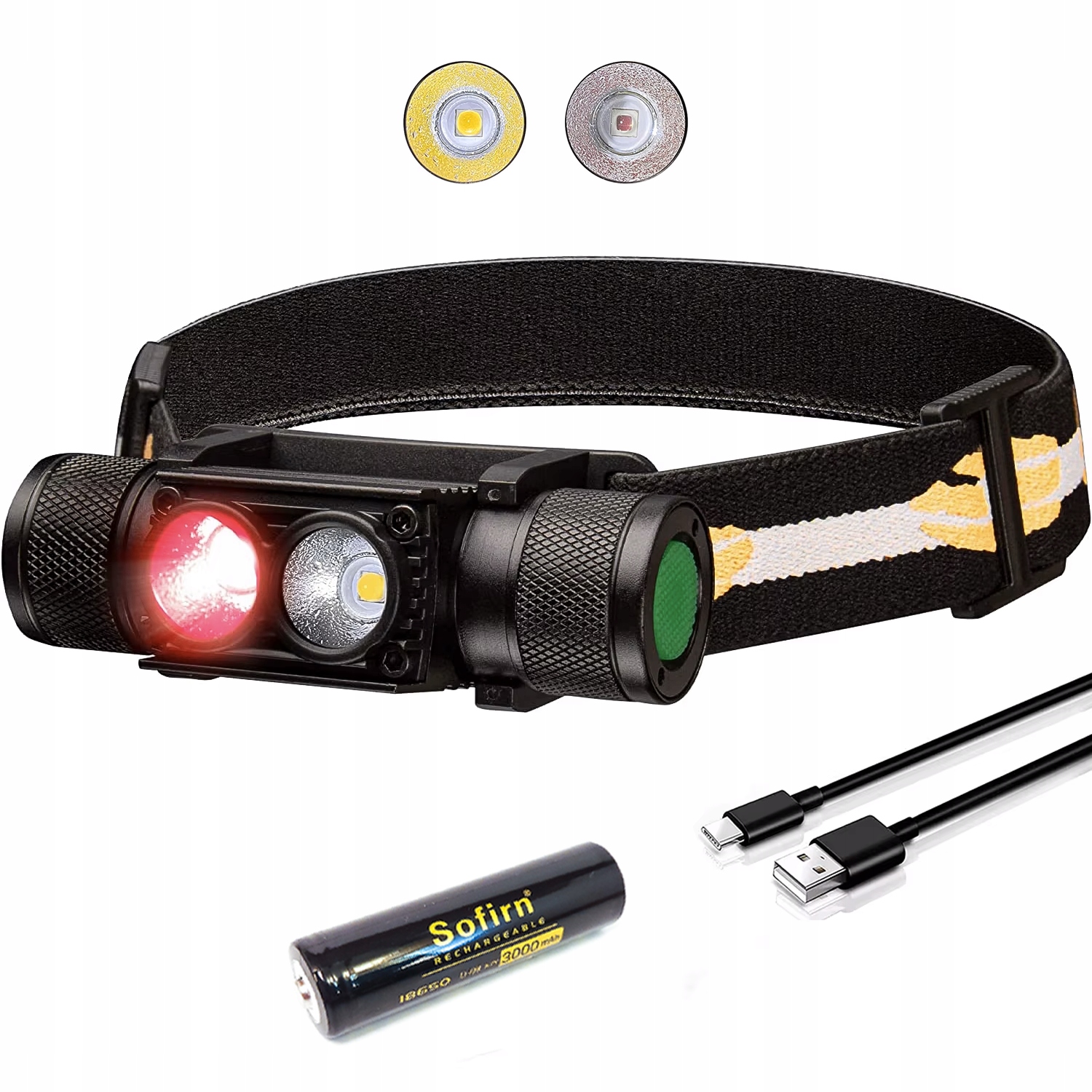 Premium Latarka Czołowa Sofirn H25LR Białe Czerwone Led aku 18650 Usb-c