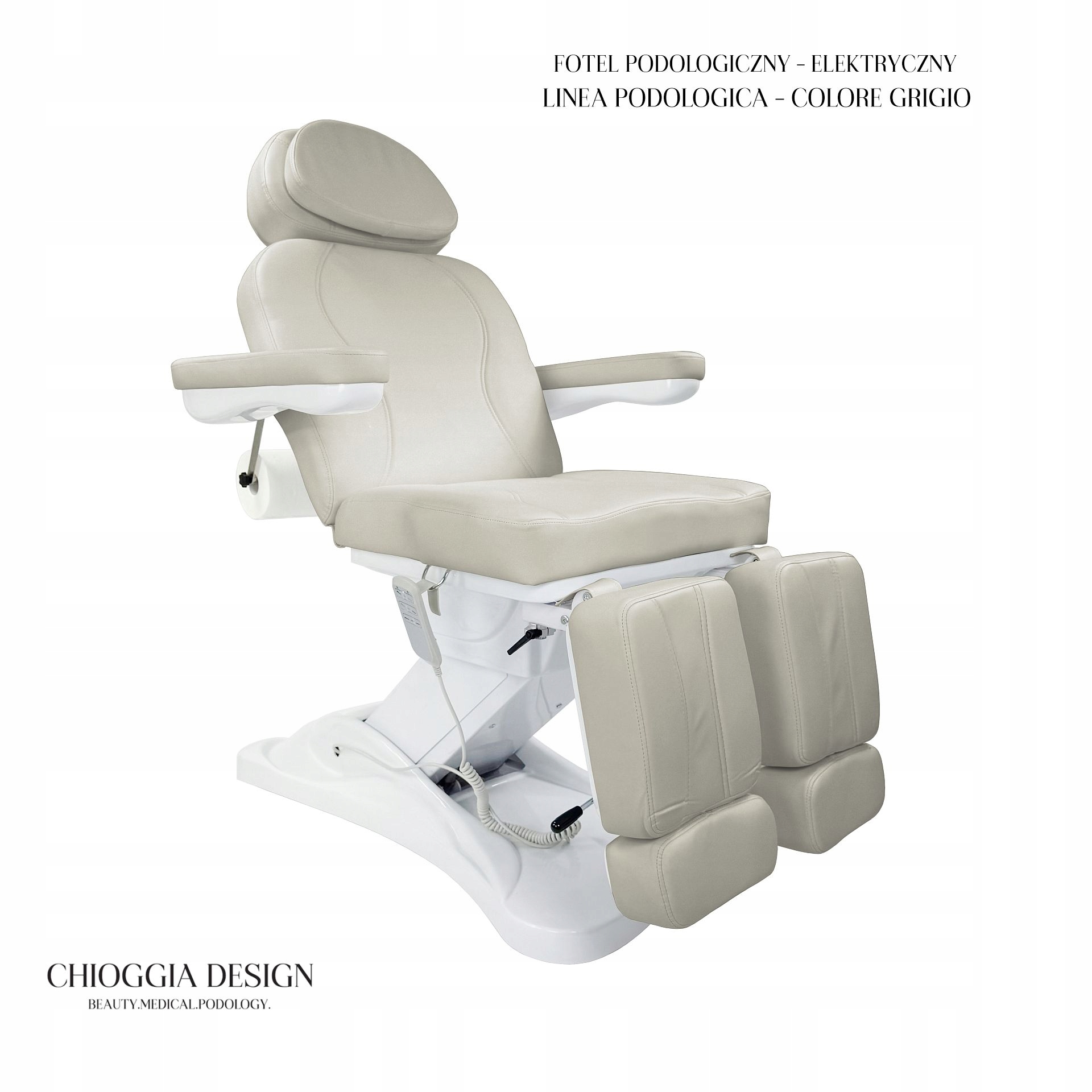 Chioggia Design Kosmetické podologické křeslo Elektrické 3 motory Šedá