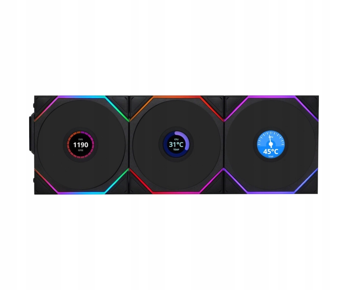 Wentylatory Lian Li Uni Fan Tl Wireless LCD Reverse Black Argb 3x120mm