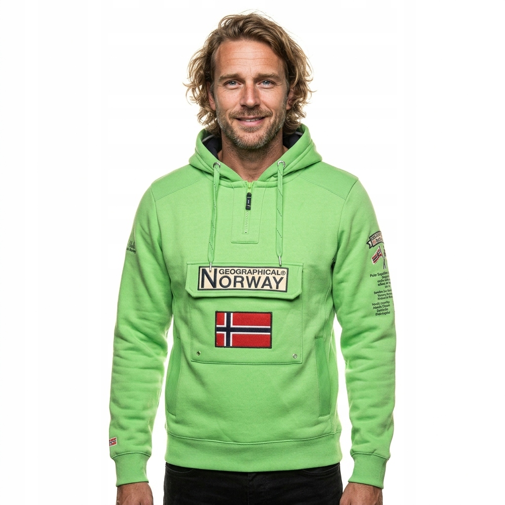 Pánská mikina Geo Norway, teplá, s kapucí , bavlněná klokanka , módní