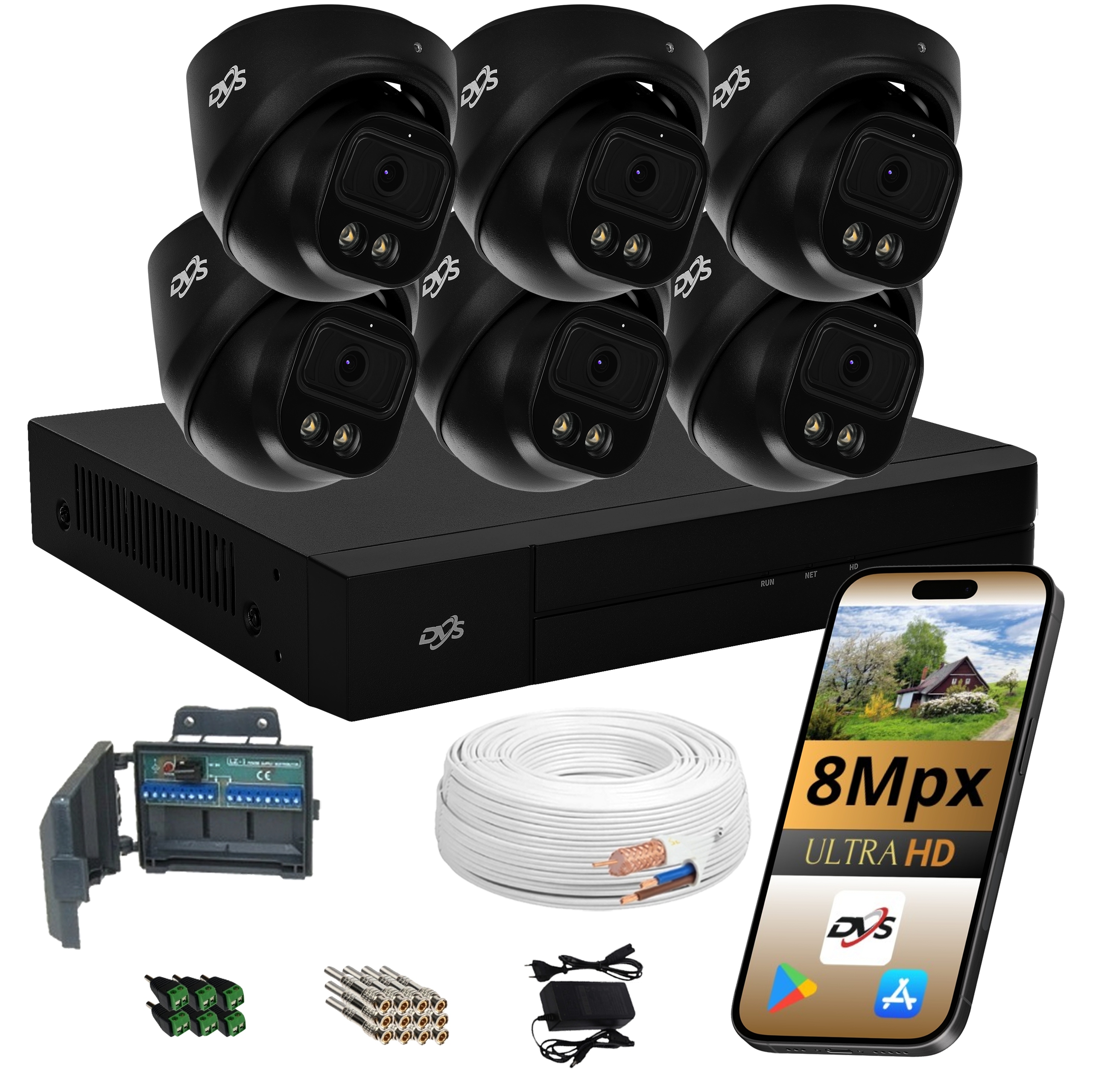 Monitorovacia Sada 6 kamera 8Mpx aplikácia Dvs