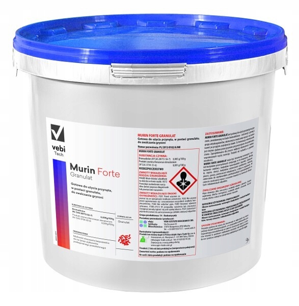 Czerwony granulat Murin Forte trucizna do zwalczania myszy Szczurów 5 kg