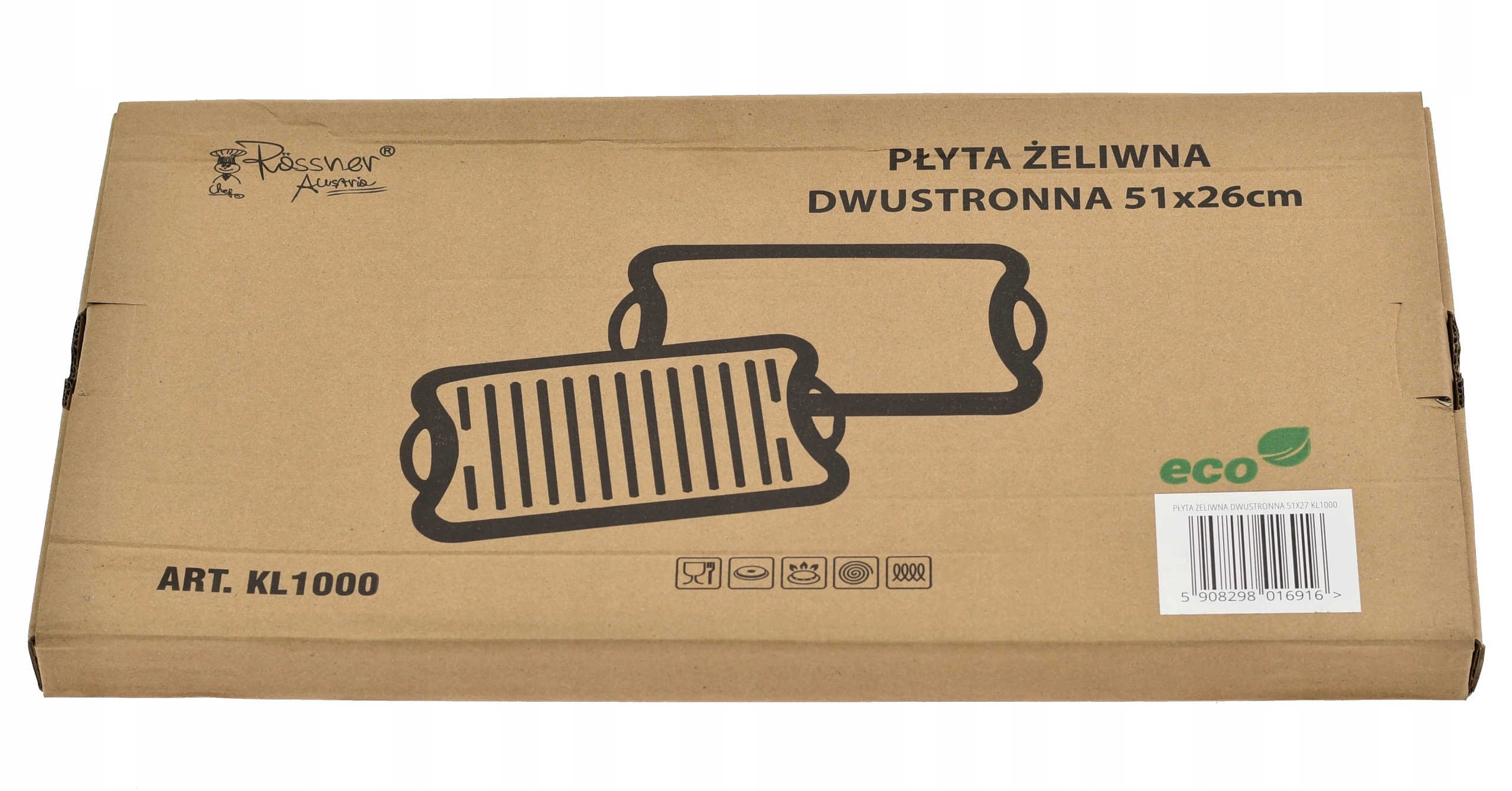 Płyta grillowa żeliwna dwustronna Rossner 51 x 26 cm Długość 51 cm