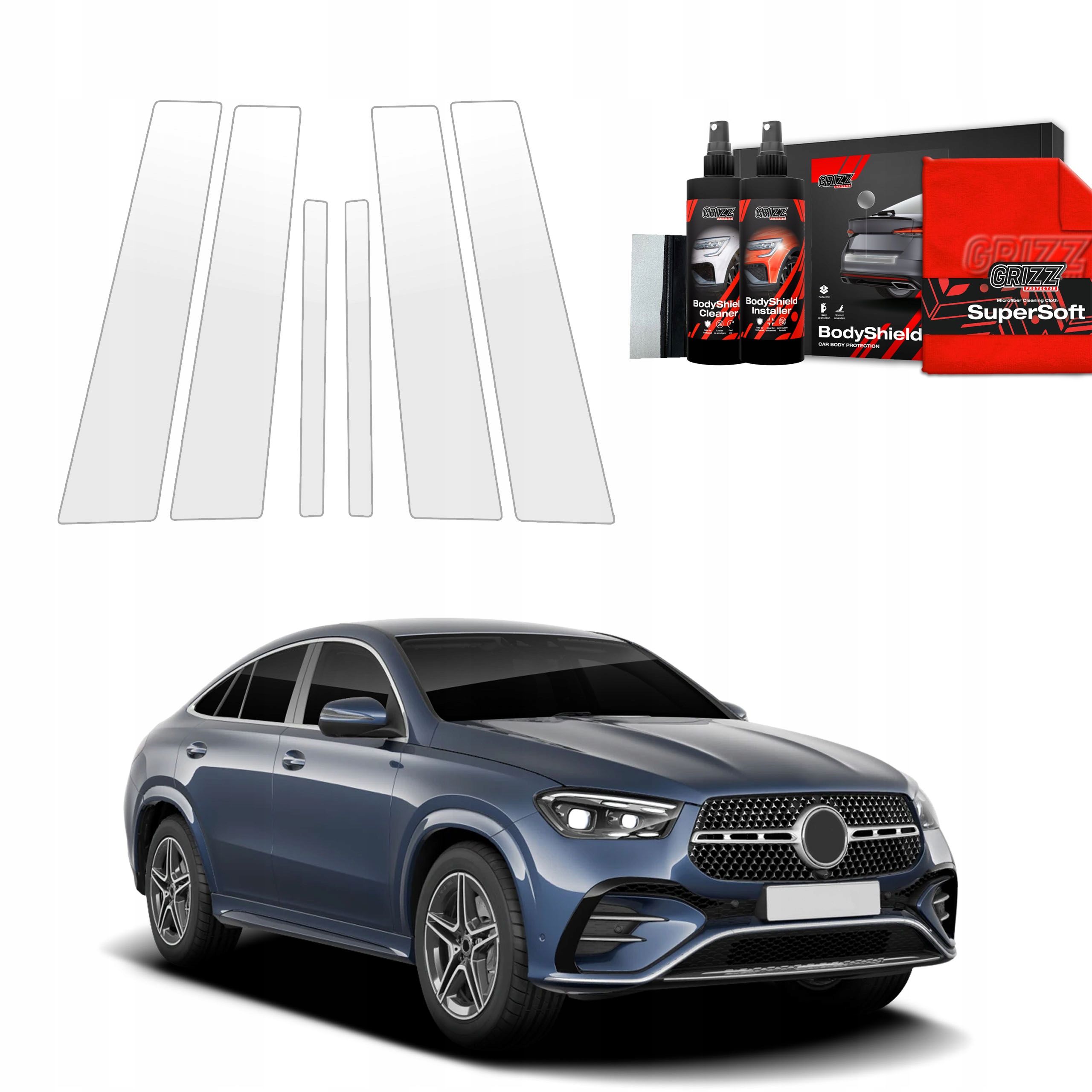 6v1 Fólie Ppf dýha na sloupky pro Mercedes Gle 450d (2023-2025)