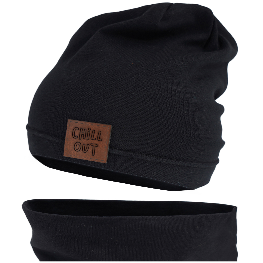 

Czarny Komplet czapka komin 44-50 Chill jesień