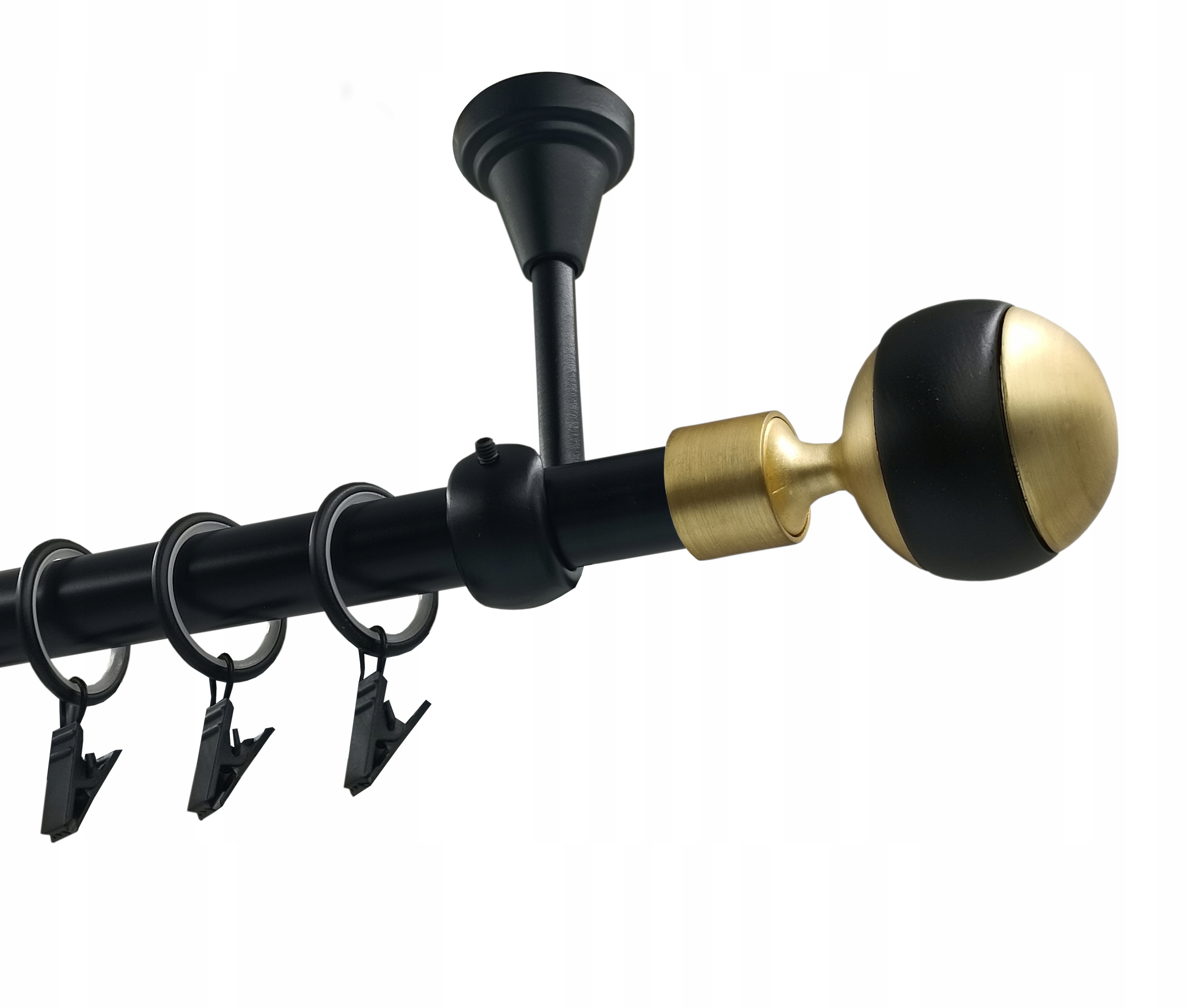 Jednoduchá garnýž Kovový Stropní 19mm Černý Mat 400cm Kula Black&gold