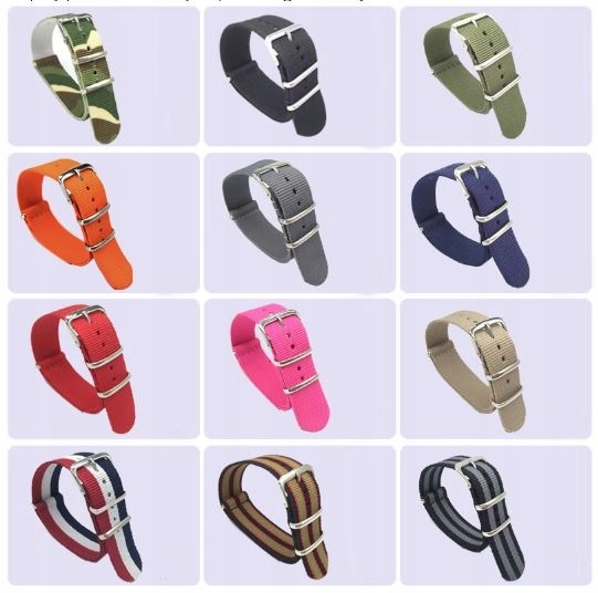 PASEK DO ZEGARKA typu NATO 18 mm wodoodporny, VEGE nylonowy jednoczęściowy Marka inny