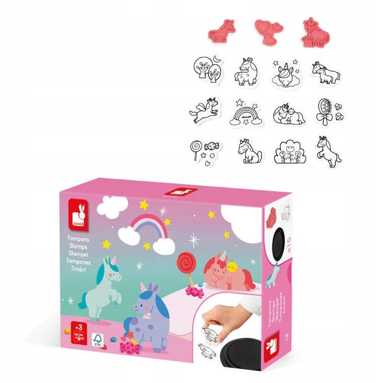 

Zestaw kreatywny Stempelki Janod Jednorożce 3+