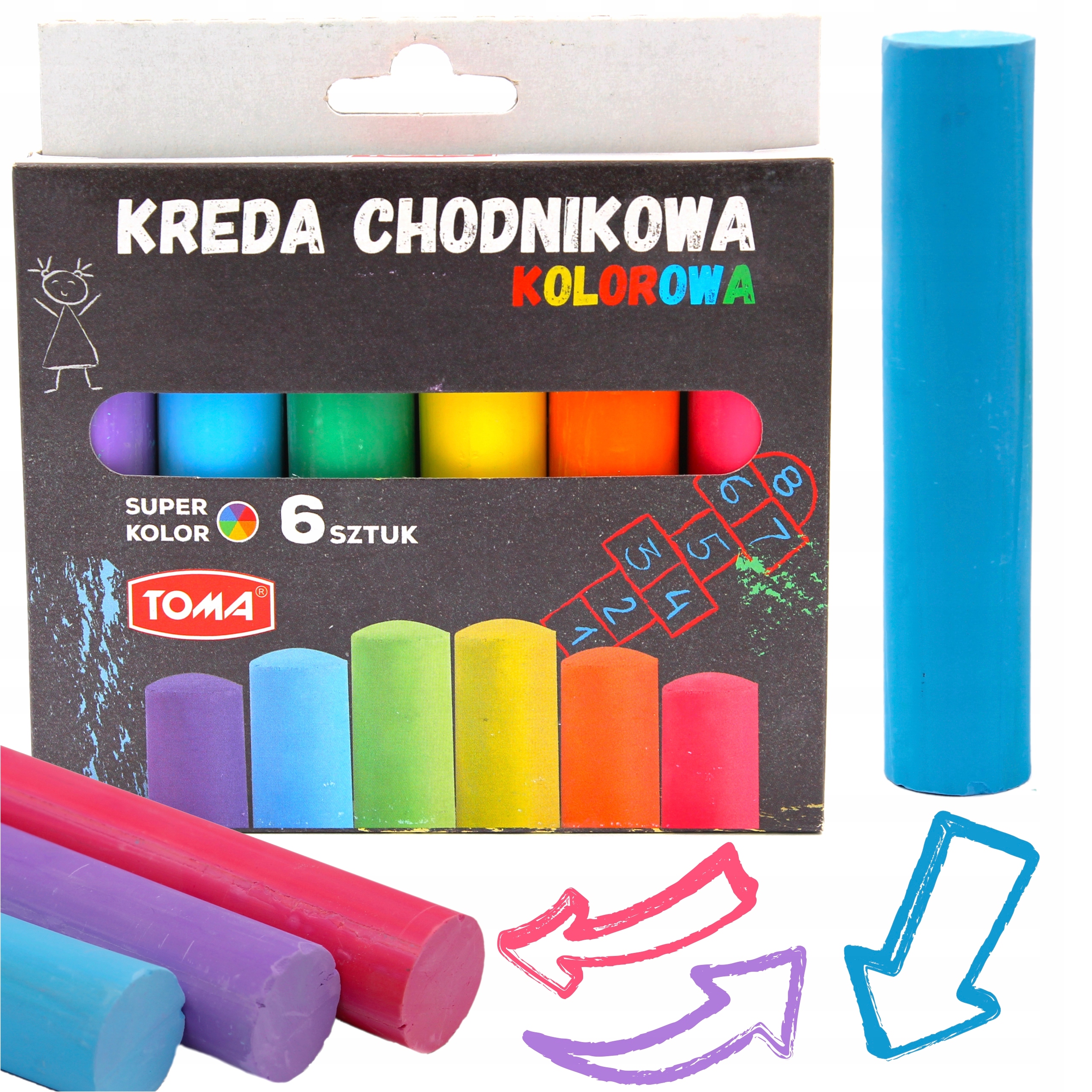 

Kreda 6kol tablicowa chodnikowa gruba Toma