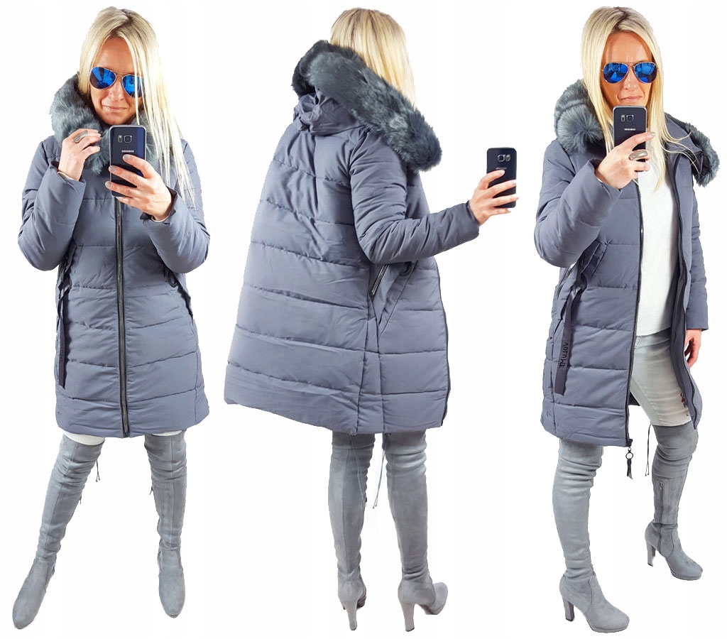 

Kurtka Płaszcz Długa Pikowana Parka Z Futerkiem Xs