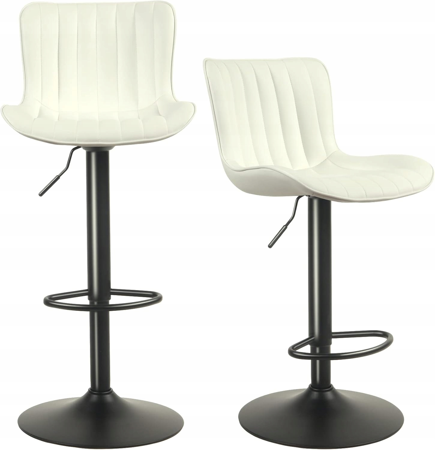 Younike barové stoličky 2 ks otočné nastaviteľné ekologická koža biela vysoká