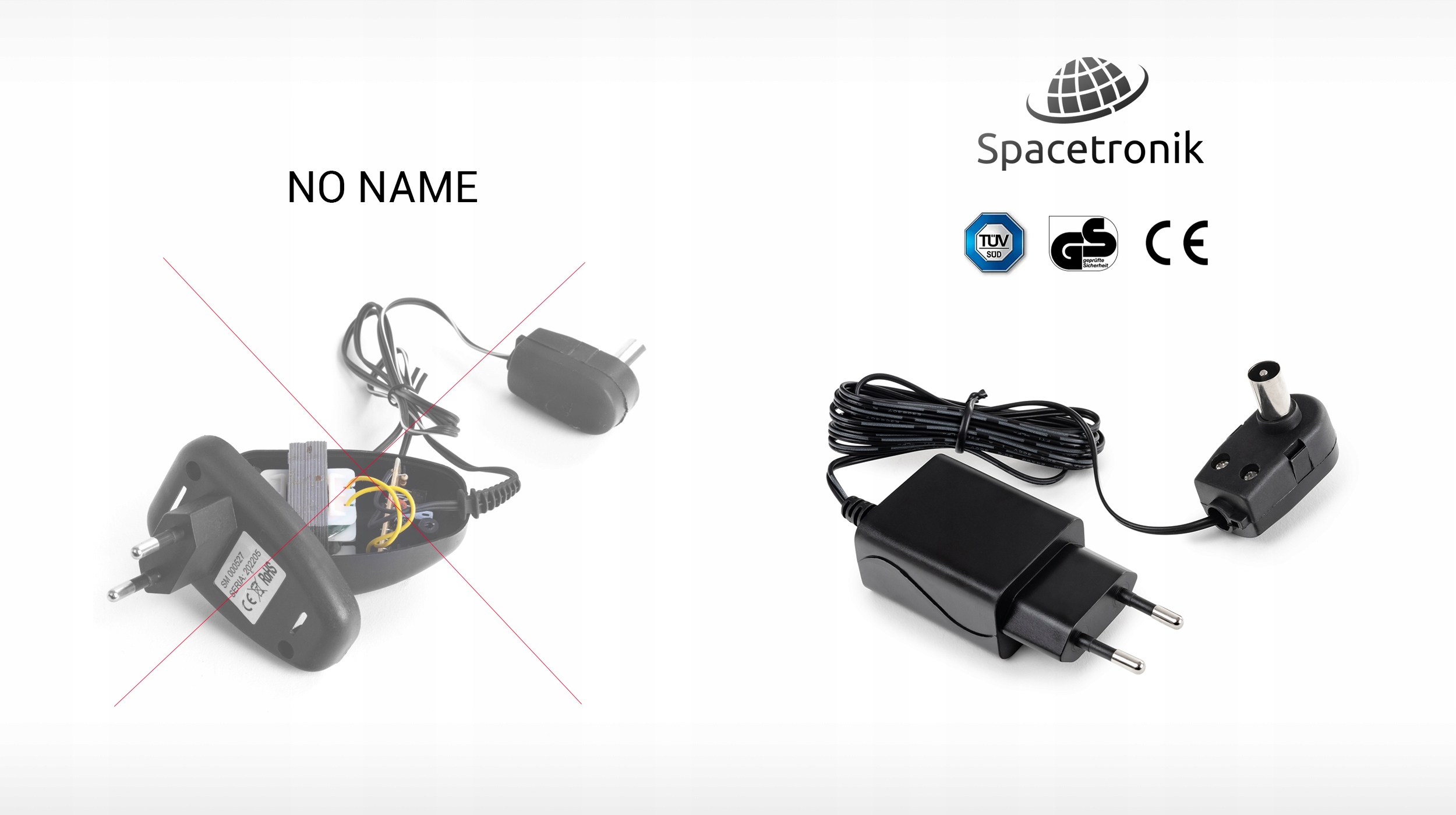 Uniwersalny zasilacz do anteny TV płaski 12V Model PS_IEC12V_02A