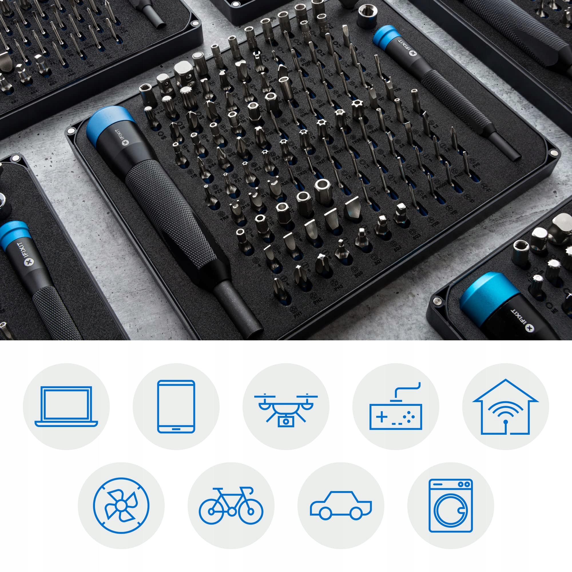 IFIXIT Zestaw Precyzyjnych Końcówek Manta 2 Wkrętaki 112 Bitów Elektronika — miniatura 3