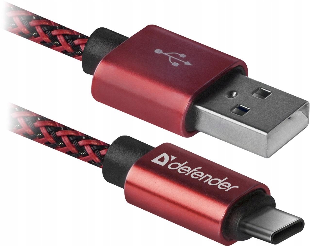 Defender Kabel Usb Am Type C Do Telefonu 1M 2 1A Szybkie Ładowanie Czerwony