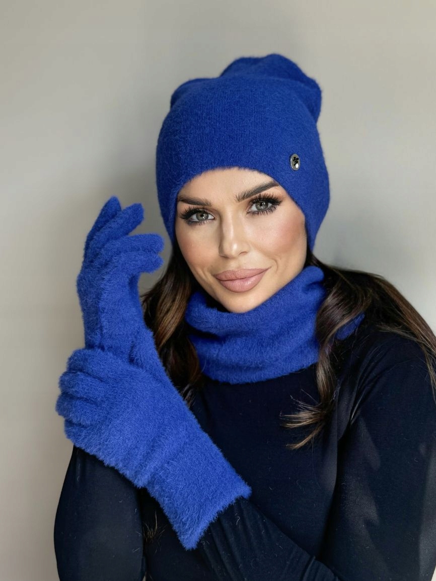 KOMPLET DAMSKI CZAPKA KOMIN GOLF TUBA RĘKAWICZKI ZESTAW CIEPŁY ALPAKA KOLOR Płeć kobieta