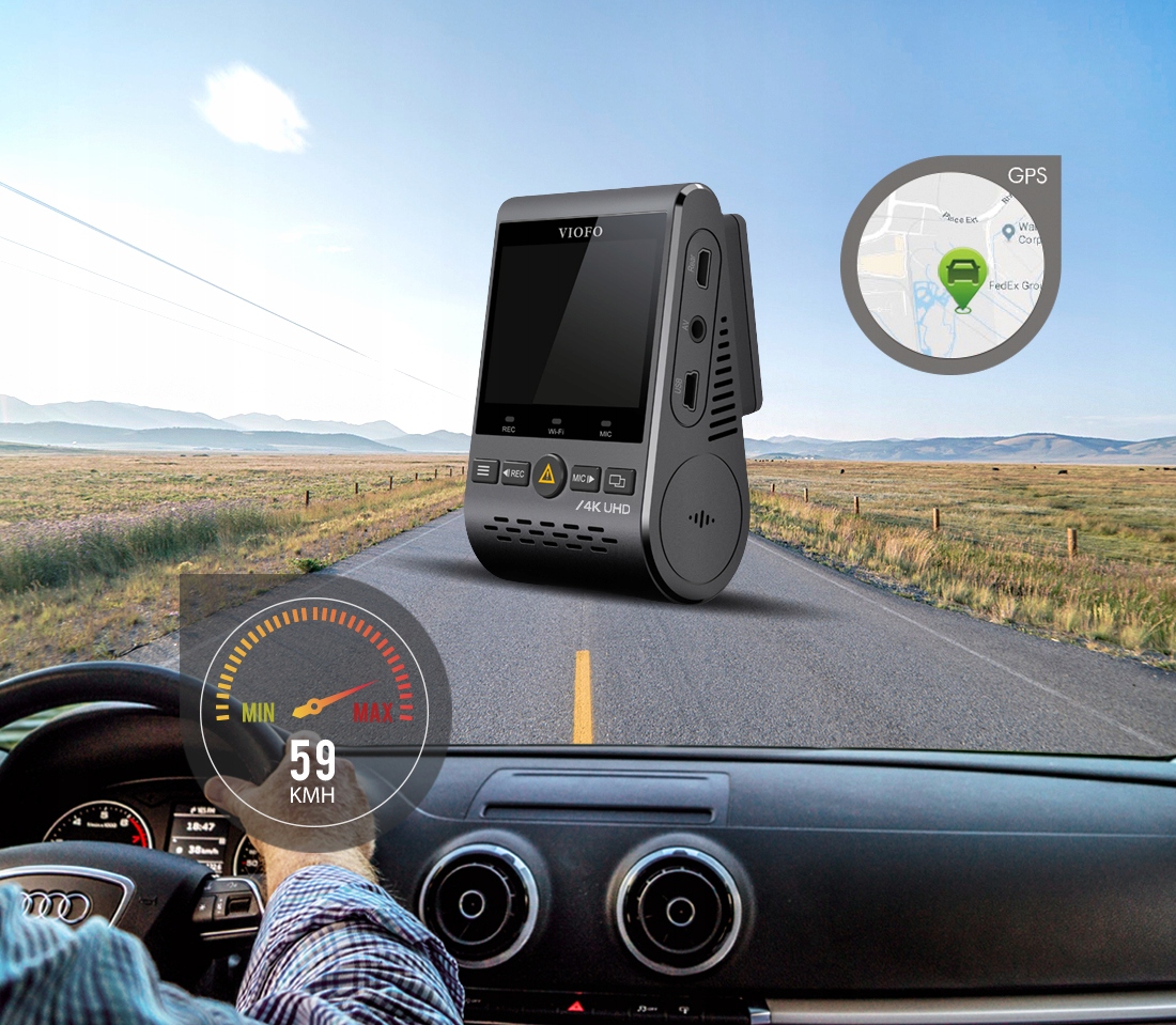 KAMERA REJESTRATOR VIOFO A129PRO DUO-G GPS WIFI 4K Przekątna ekranu 2"