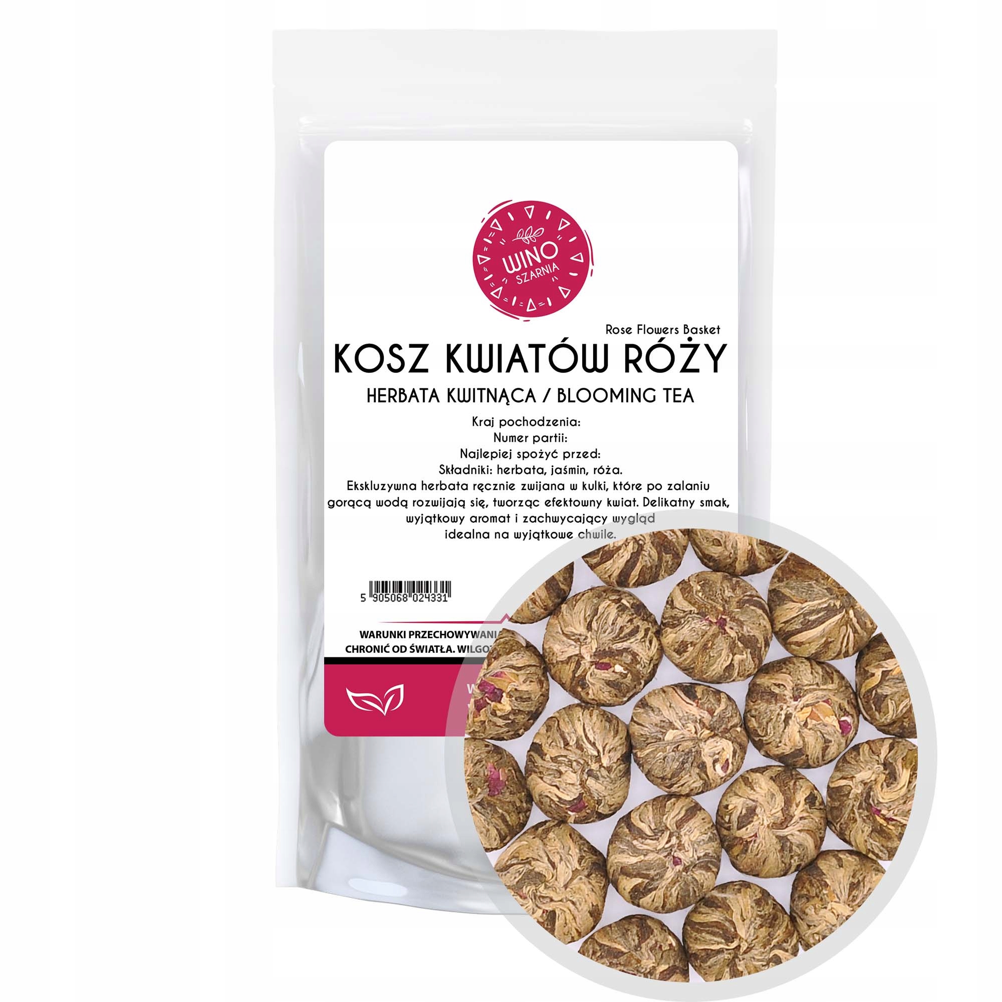 Zelený kvetoucí Čaj Košík růžových květů 1kg