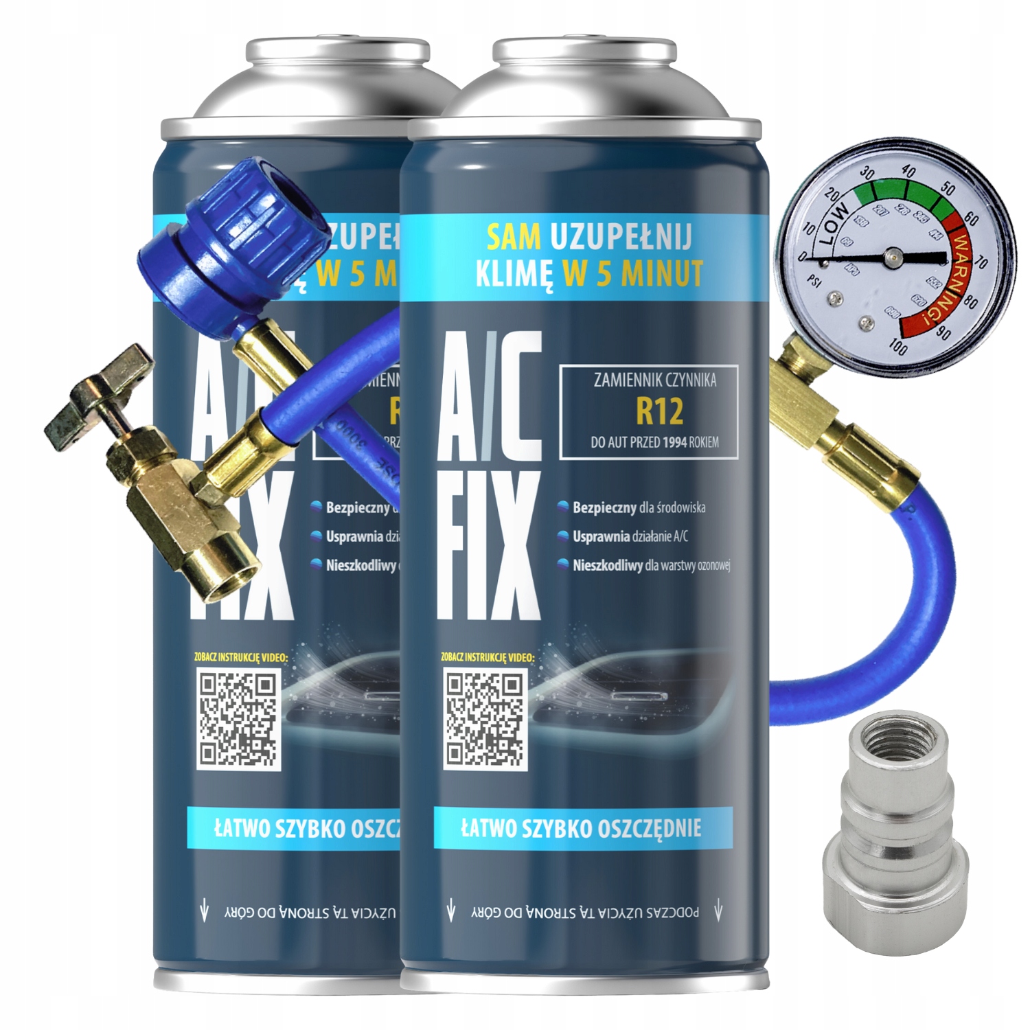 Sada Ac Fix pro nabíjení klimatizace 2xGAZ R12 340g Kabelový adaptér