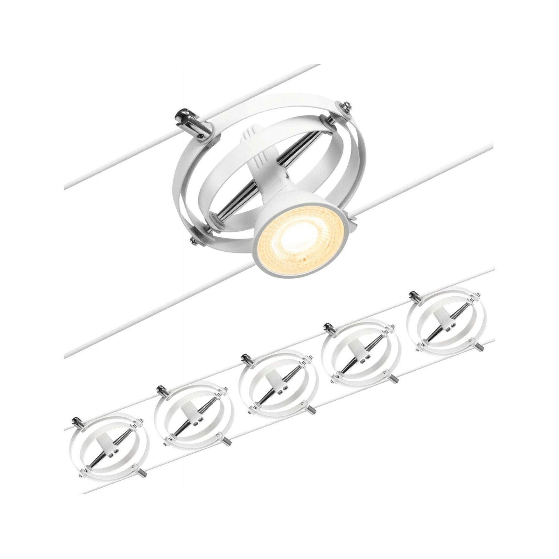 Paulmann Kardanový lankový systém 5x bodové matný chróm bez pružín GU5,3 DC