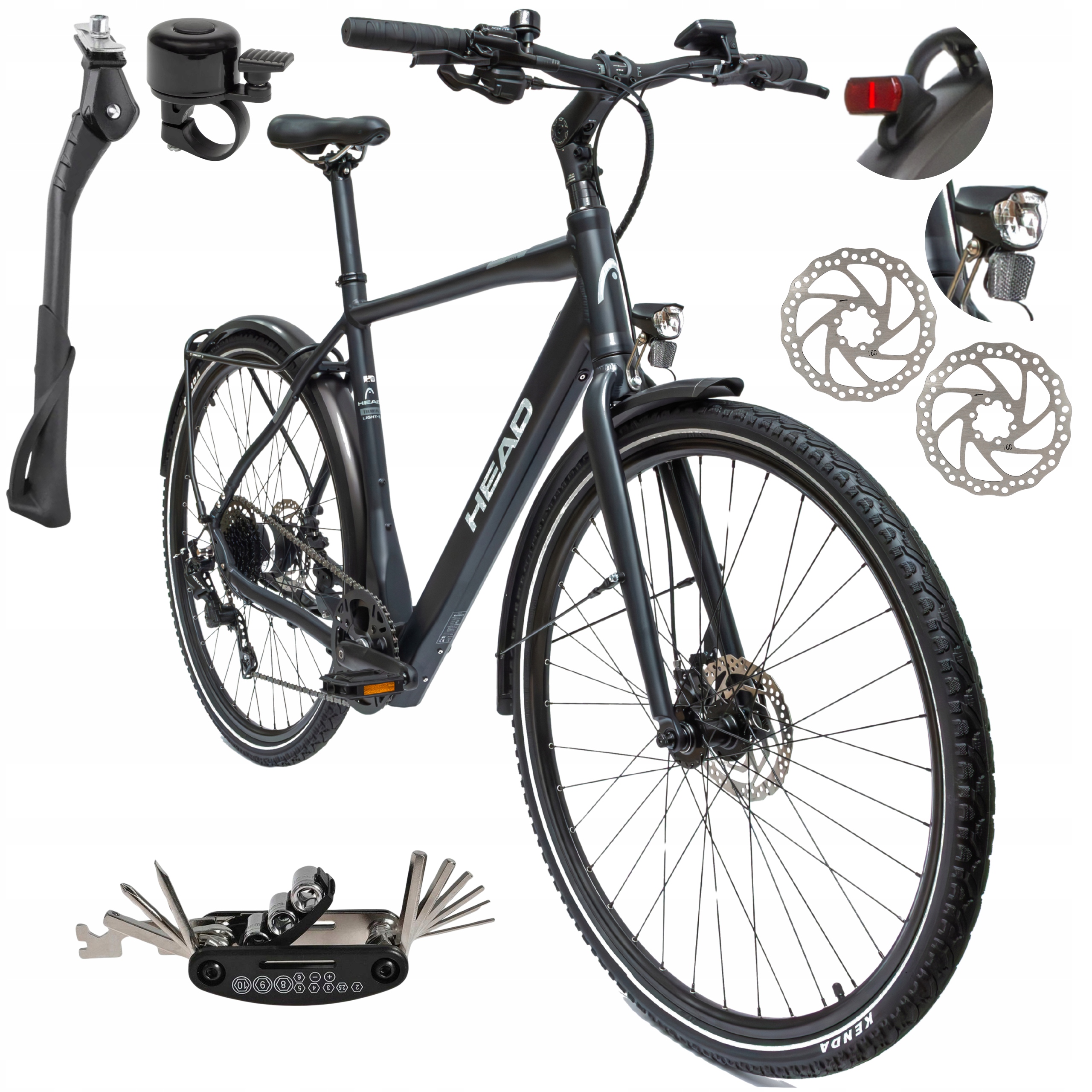 Rower Elektryczny Męski Trekkingowy 28 Head Lekki Hydraulika 250W Bafang