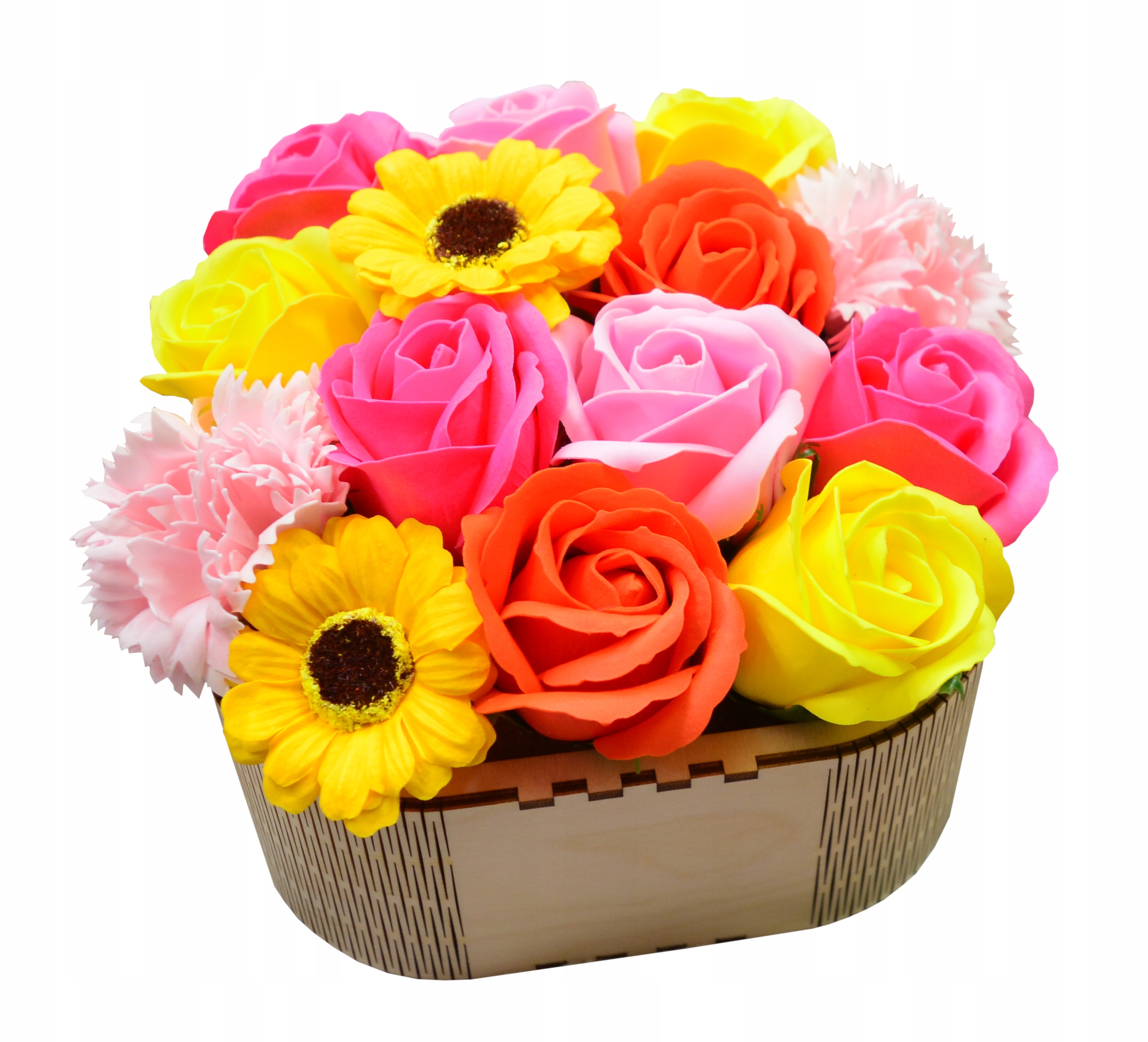 Flower box z kwiatów mydlanych, drewniane pudełko 13503726009 Allegro.pl