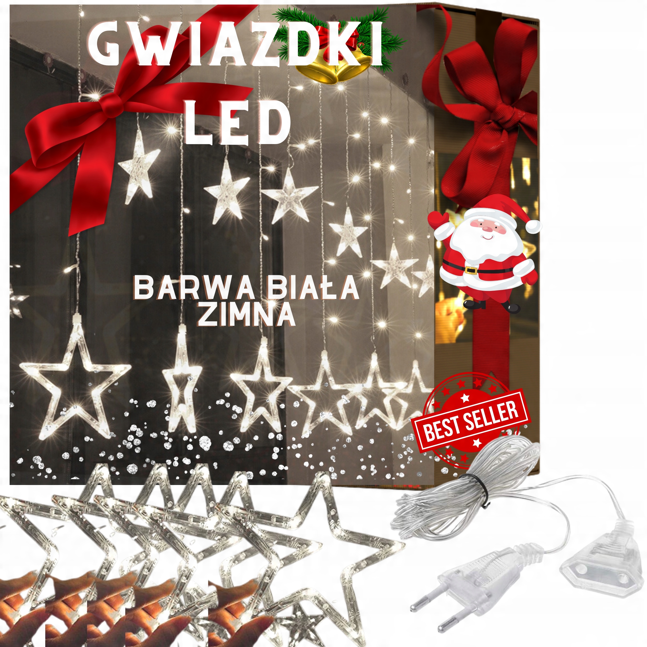 

Gwiazdy Led Wiszace Lampki Sople Choinkowe Kurtyna