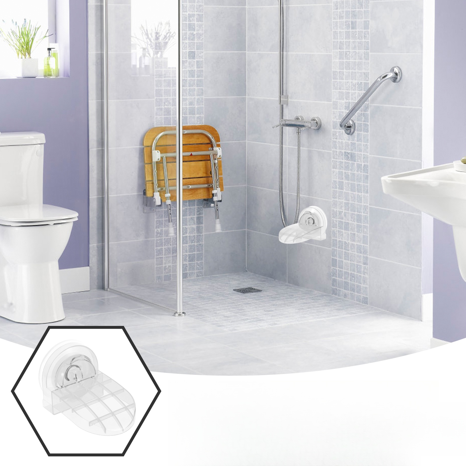 PODNÓŻEK DO KĄPIELI Z PRZYSSAWKĄ WYGODNE I BEZPIECZNE Kod producenta 17714321