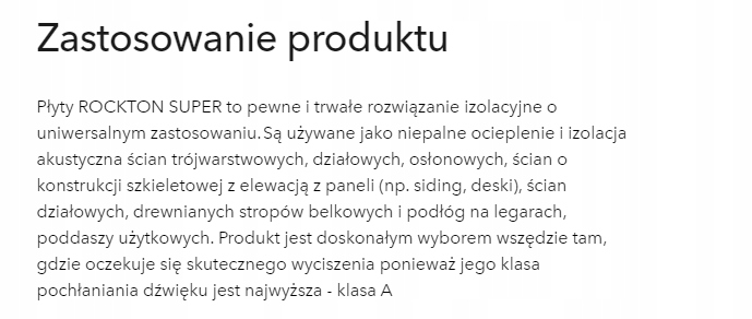 WEŁNA SKALNA ROCKWOOL ROCKTON SUPER 0,035 GR 6 CM Jednostka sprzedaży m2