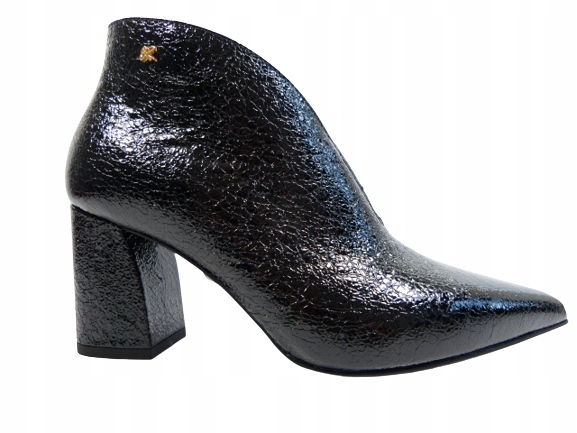 Černé elegantní kotníkové boty na stabilním podpatku, vykrojené dámské boty Sala 37