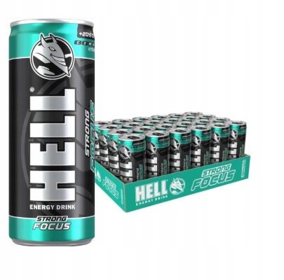 Hell Energy Drink Focus Energetický Nápoj s Vitamíny Plechovka 24x250ml