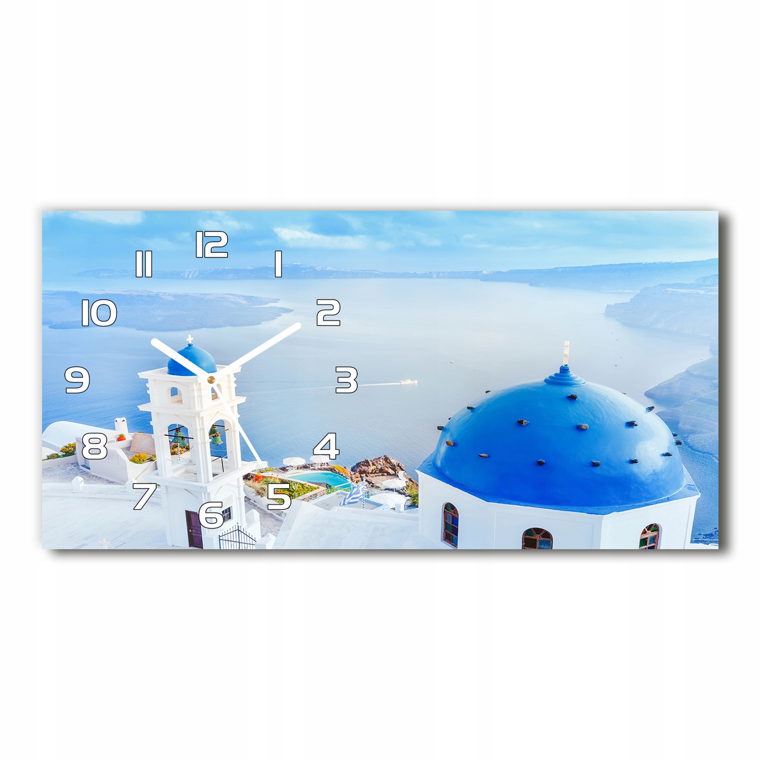 Nástenné sklenené hodiny Santorini Grécko 60x30 cm