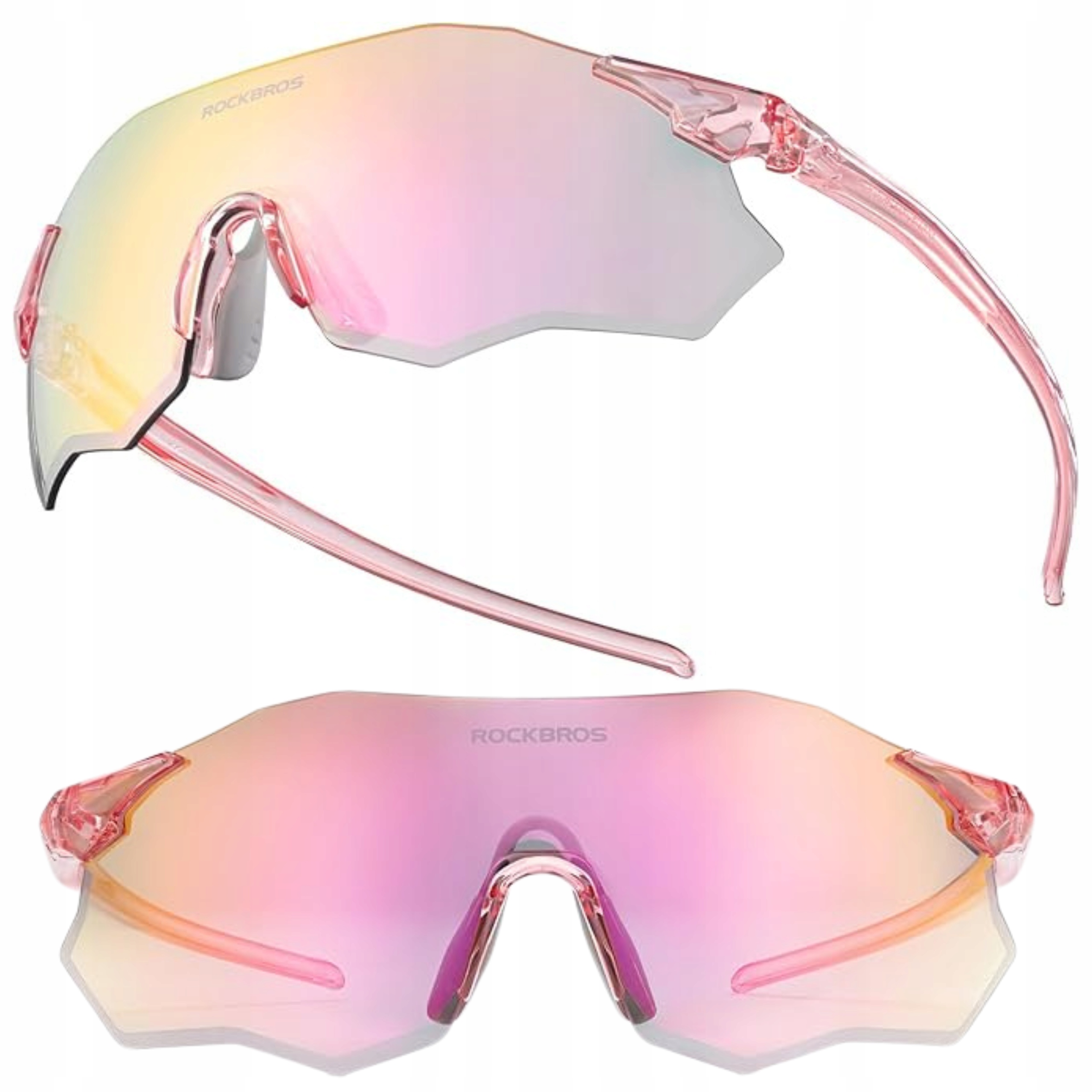 Okulary rowerowe sportowe Rockbros różowe Fotochromowe Ultralekkie UV400