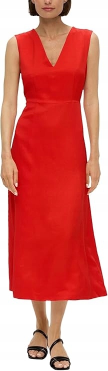 S.oliver Šaty Červená Koktejlová MIDI S Lnem 38 Jmh